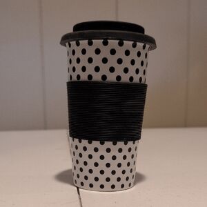 Polka Dot Travel Mug with Black Lid